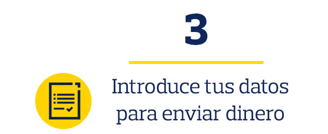 Introduce los datos para el envío de dinero